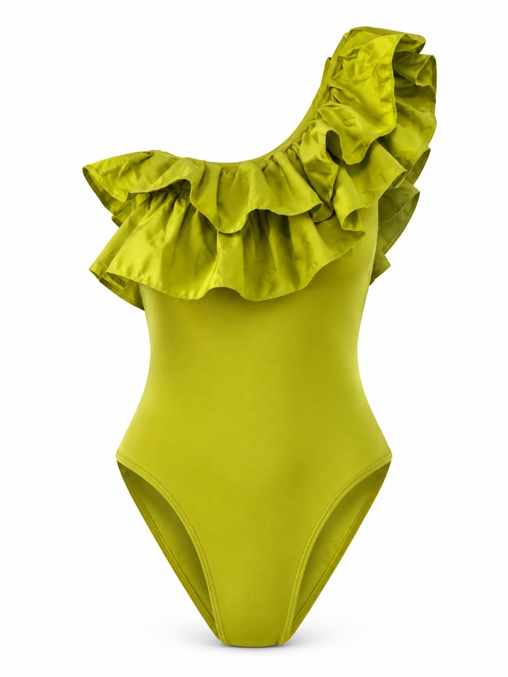 Zara Lime Green One-Shoulder Ruffle bodysuit